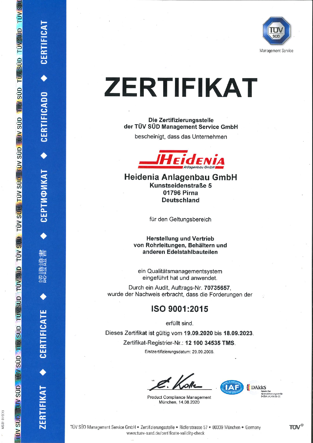DIN EN ISO 9001:2015 - Qualitätsmanagement